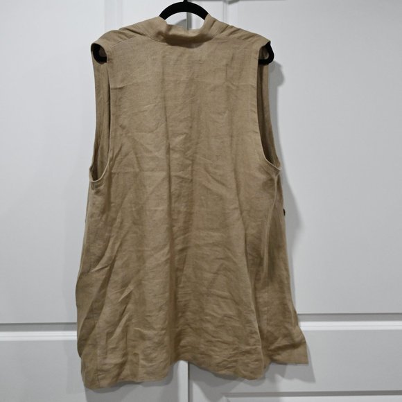ESKANDAR Size 0 Tan Linen A-Line Heavy Vest Jacket | Size 0 - Picture 8 of 8